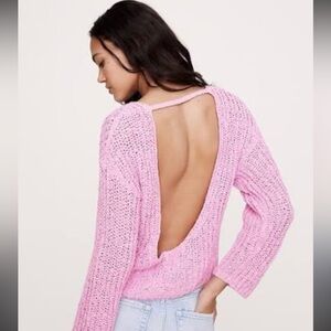 NWT Banana Republic Oversized Scoop-Back Sweater Medium Pink Orchid Dust